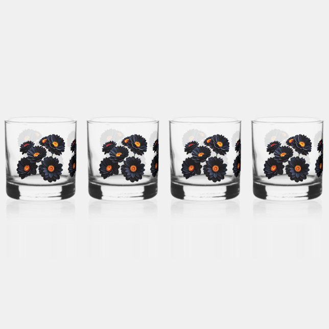 Blume aus schwarzem Samt Whiskyglas (Vorderseite)