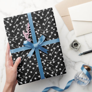 Blume aus schwarzweißem tropischem Bananenblatt Geschenkpapier
