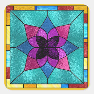 Blume aus verkettetem Glas Quadratischer Aufkleber