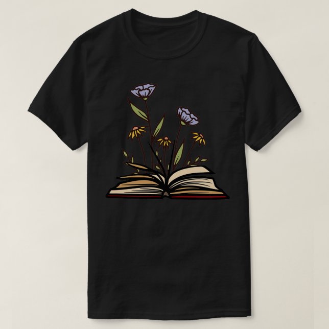 Blume aus Vintagem Buchstil T-Shirt (Design vorne)