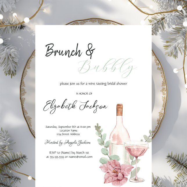 Blume aus Weinflaschen Brunch & Bubbly Einladung (Von Creator hochgeladen)