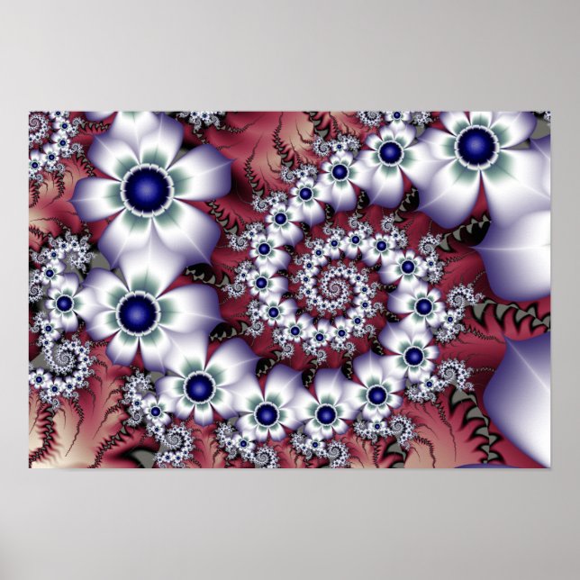 Blume aus weißem Fraktal Poster (Vorne)