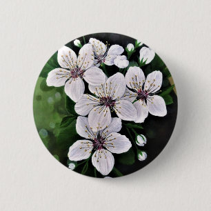 Blume aus weißem Kirschholz Button