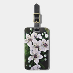 Blume aus weißem Kirschwein, in Acryl Gepäckanhänger