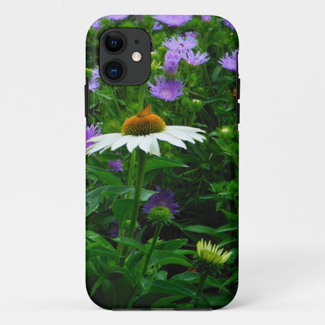 Blume aus weißem Kon, violette Blumen und Motte Case-Mate iPhone Hülle (Rückseite)