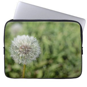 Blume aus weißem Löwenzahn auf grünem Gras Laptopschutzhülle