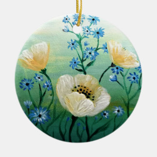 Blume aus weißem Mohn Keramik Ornament