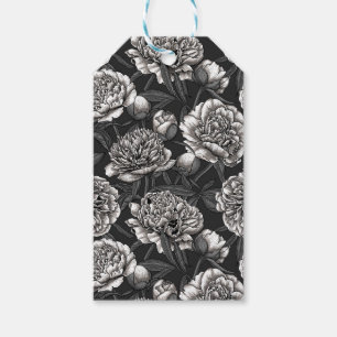 Blume aus weißem Pfirsich auf dunkelgrau Geschenkanhänger