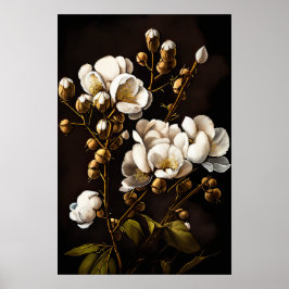 Blume aus weißer Baumwolle Art Print Poster