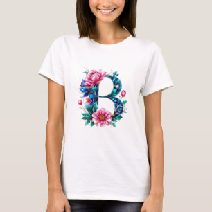 Blume B - Eleganter, blumengeschmückter T - Shirt