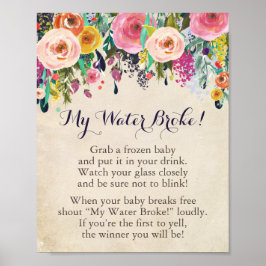 Blume Baby Dusche mein Wasser Broke Spiel Schild