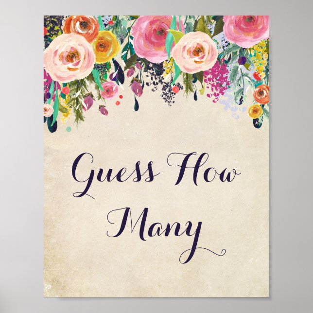 Blume Baby Dusche schätzt wie viele Spielzeichen Poster (Vorne)