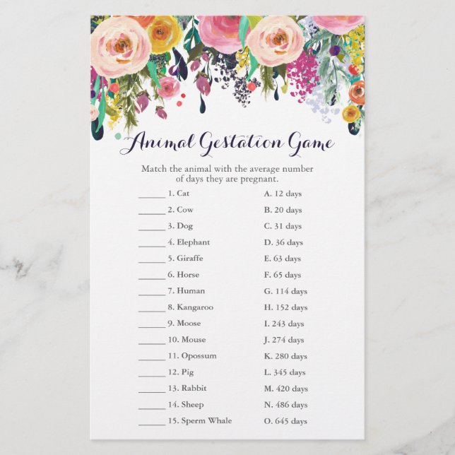 Blume Baby Duwer Animal Gestage Game (Vorderseite)