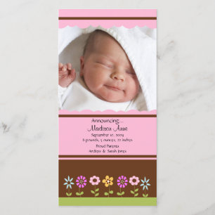 Blume Baby Girl FOTO Geburtsankündigung Ankündigung
