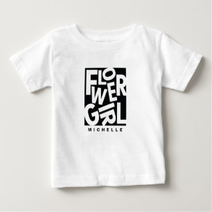 Blume Baby Girl in schwarzer Typografie, Hochzeit Baby T-shirt