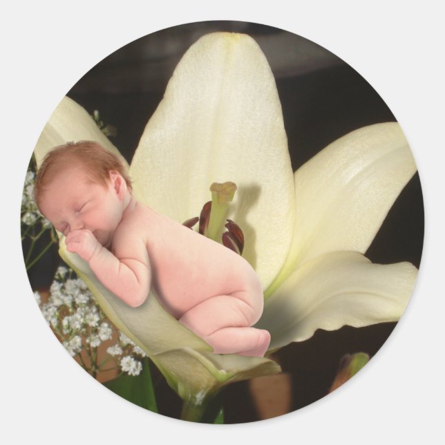 Blume Baby Round Sticker (Vorderseite)