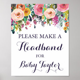 Blume Baby Shooter-Headband-Station Schild-Plakat Poster