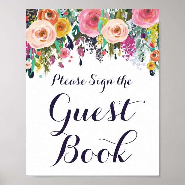 Blume Baby Shower Unterzeichnen des Gästebuch (Vorne)