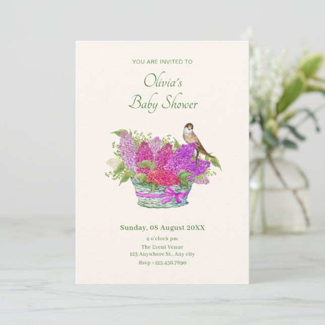 Blume Babydusche Einladung (Stehend Vorderseite)