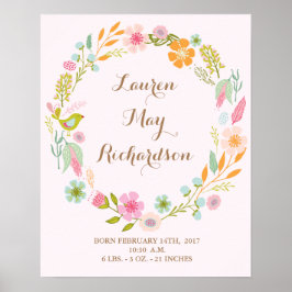 Blume Babygeburtstext Poster