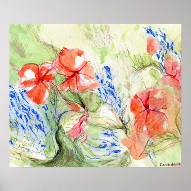 Blume Balsam und Lobelia Poster (Vorne)