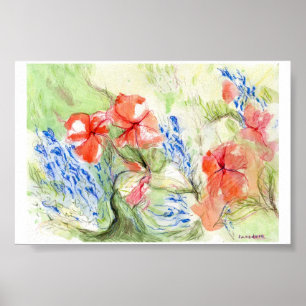 Blume Balsam und Lobelia Poster