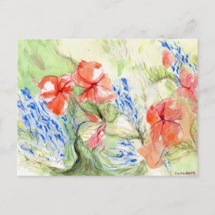 Blume Balsam und Lobelia Postkarte