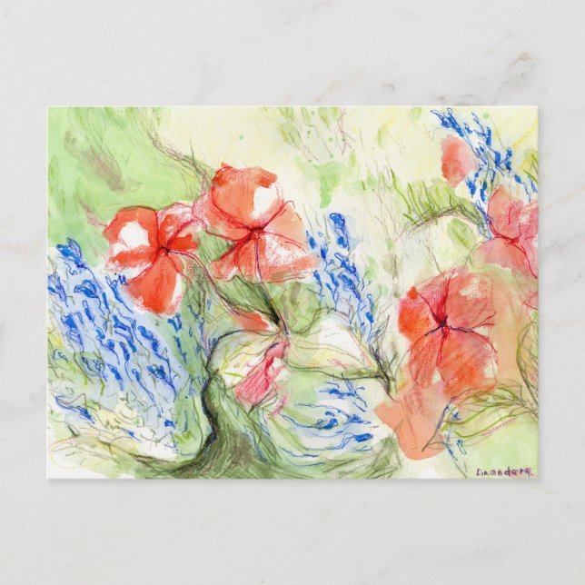 Blume Balsam und Lobelia Postkarte (Vorderseite)