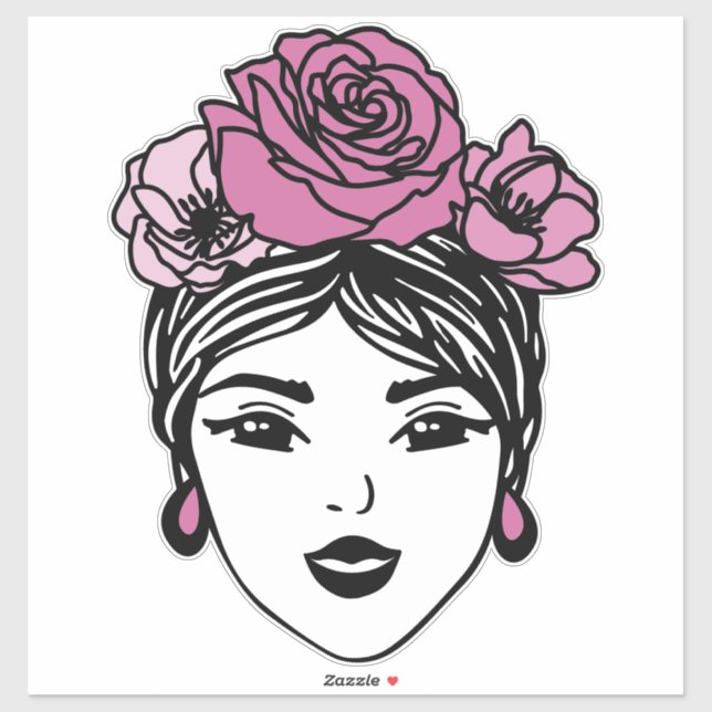 Blume Bandana Messy Bun Aufkleber (Blatt)