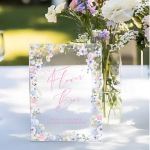 Blume Bar Blumenrosa Brautparty Acrylschild