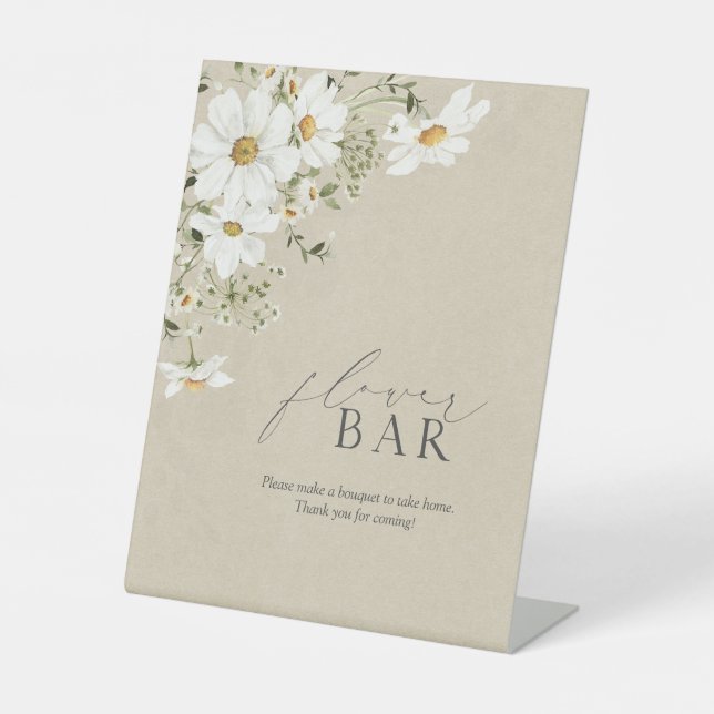 Blume Bar Rustikales Aquarell Brautparty Sockelschild (Vorderseite)