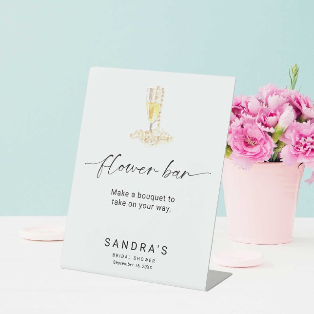 Blume Bar Sign Pearls und Prosecco Brautparty Sockelschild (Von Creator hochgeladen)