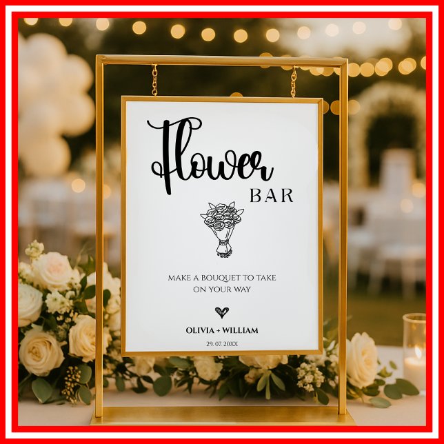 Blume Bar Wedding Bar Script-Zeichen Poster (Von Creator hochgeladen)