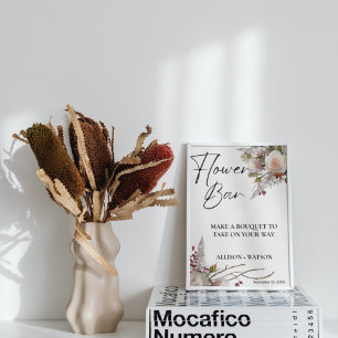 Blume Bar-Zeichen Brautparty Blume Poster