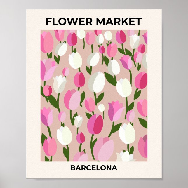 Blume Barcelona Pastel Rosa Tulip Poster (Vorne)