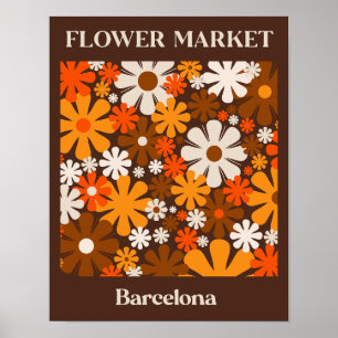 Blume Barcelona Retro 60er 70er Floral Poster