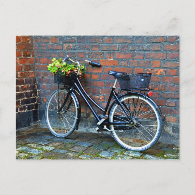 Blume Basket Bicycle, Kopenhagen, Dänemark Postkarte (Vorderseite)
