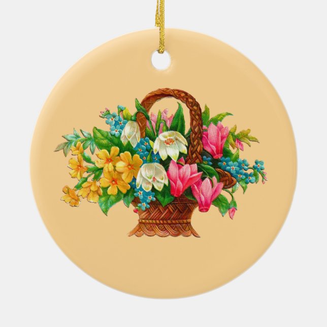 BLUME BASKET VINTAGES DESIGN KERAMIKORNAMENT (Hinten)