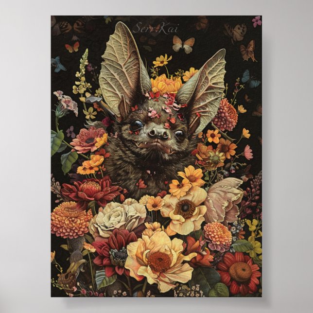 Blume Bat in Black Print & Download Poster (Vorne)