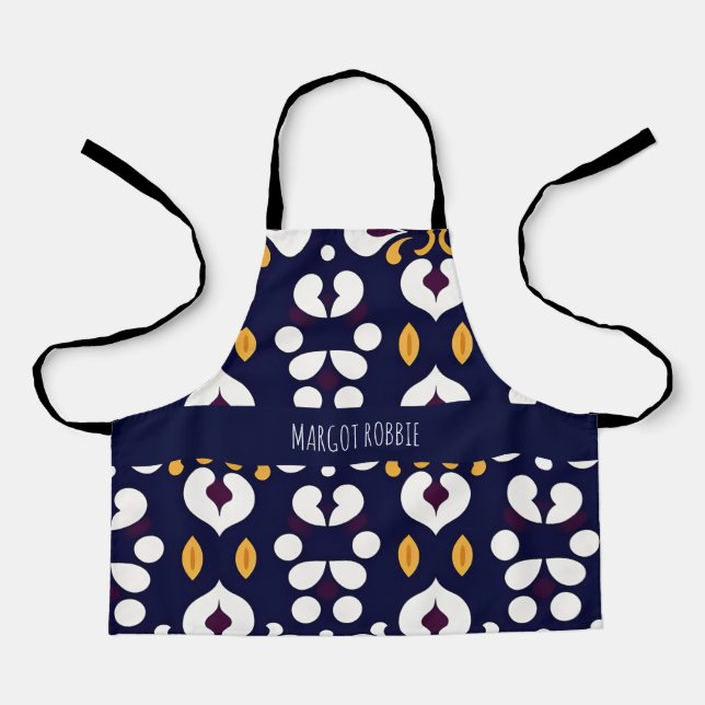 Blume Batik Gelbes botanisches Muster Schürze (Vorderseite)