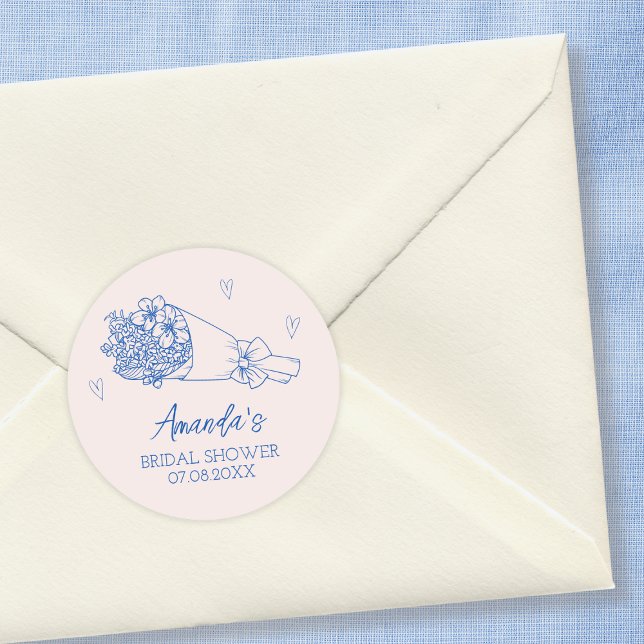 Blume Bauer Market Drain Brautparty Runder Aufkleber (Flowers Farmers Market Hand Drawn Bridal Shower Classic Round Sticker)