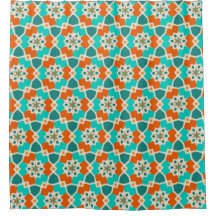 Blume, Bäume und Ninja Sterne Orange und Aquamarin