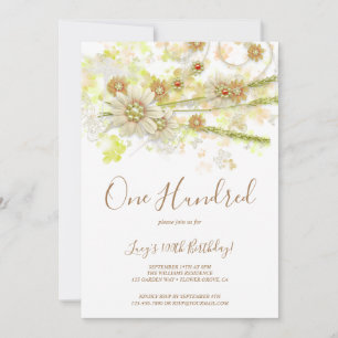 Blume & Beads im Frühling 100. Geburtstag Einladung
