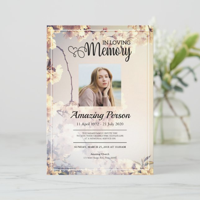 Blume Beerdigungsauftrag Einladung (Stehend Vorderseite)