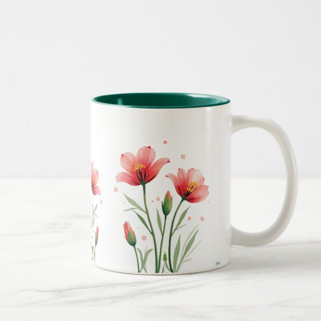 Blume bemalt Tasse (Rechts)