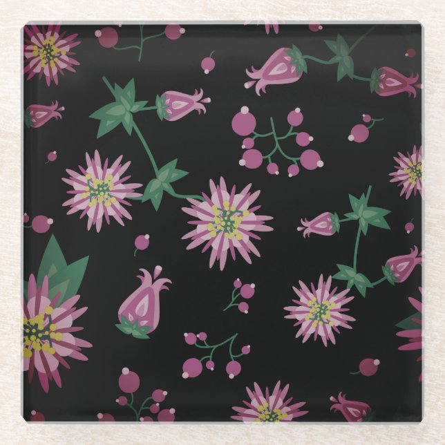 Blume & Berries Nebel Glasuntersetzer (Vorderseite)