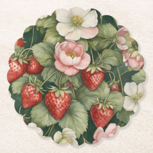 Blume "Berry in Liebe" und Erdbeere Untersetzer