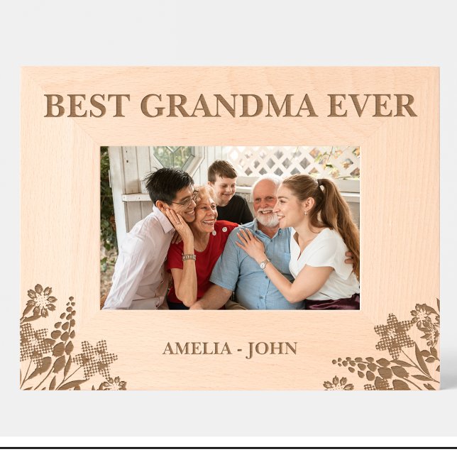 Blume Beste Großmutter je kundenspezifische Holzra Geätzte Rahmen (Von Creator hochgeladen)