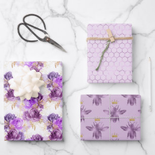 Blume Bienen und Honigwaben Geschenkpapier Set