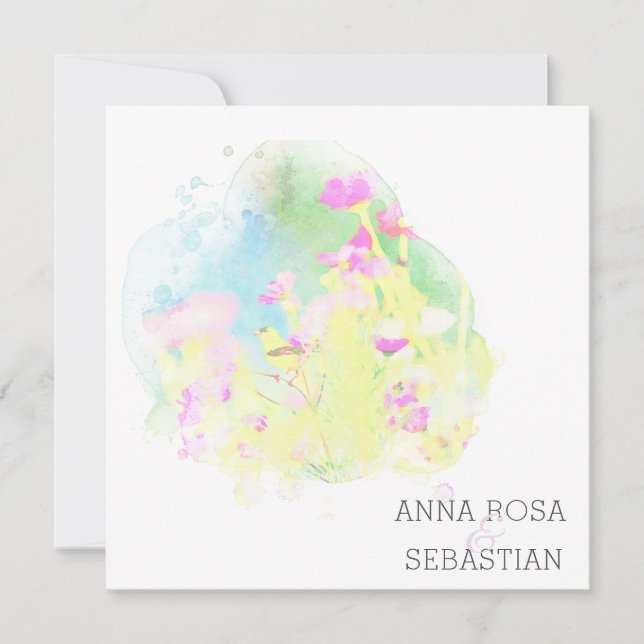 ~* Blume Bird AR12 FOTO UAWG + QR Hochzeit Einladung (Vorderseite)